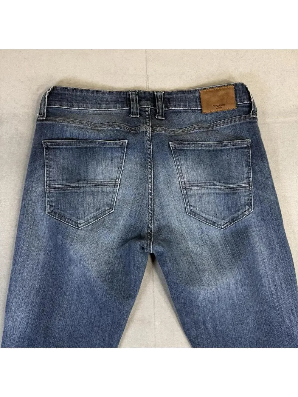 Outpost Makers Jeans Mens 32x34 Blue Slim Straight Dark Wash Stretch Denim